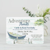 Invitation Adventure Await Lake et Canoe Baby shower (Debout devant)