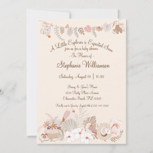 Invitation Adventure Await Little Explorer Boho (Devant)