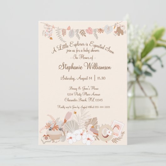 Invitation Adventure Await Little Explorer Boho (Debout devant)