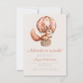 Invitation Adventure Await mignon écureuil QR Code Baby showe (Devant)