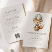 Invitation Adventure Await mignon Fox QR Code Baby shower