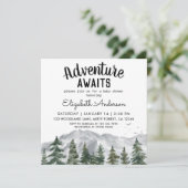 Invitation Adventure Await Misty Forest Boy Baby shower (Debout devant)