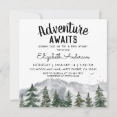 Invitation Adventure Await Misty Forest Boy Baby shower (Devant)