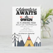Invitation Adventure Await Modern Camp Out Fête d'anniversair (Debout devant)
