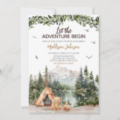Invitation Adventure Await Mountain Baby shower (Devant)