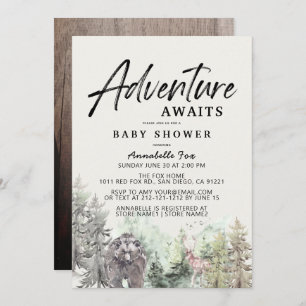 Invitation Adventure Await Mountain Bear Baby shower