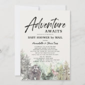 Invitation Adventure Await Mountain Bear Baby shower par la p (Devant)
