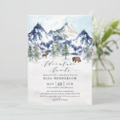 Invitation Adventure Await Mountain Forest Baby shower (Debout devant)