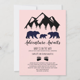 Invitation Adventure Await Ours Baby shower rose Par Mail