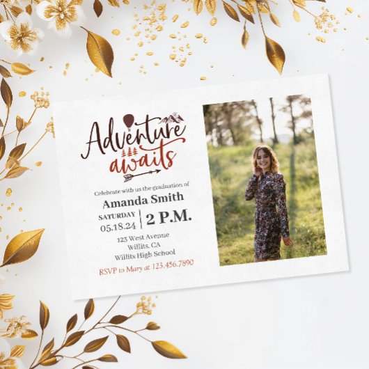 Invitation "Adventure Await" Photo de fin d'études externes