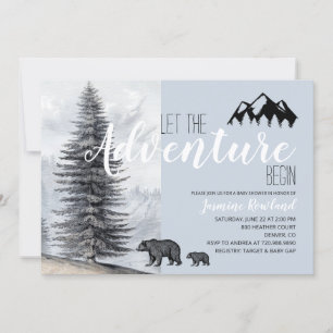 Invitation Adventure Await Rustic Woodland Bear Baby shower