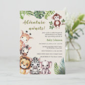 Invitation Adventure Await Safari Jungle Baby shower (Debout devant)