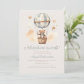 Invitation Adventure Await Teddy Bear Baby shower (Debout devant)