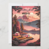 Invitation Adventure Await Tente Camping Fête des mariées (Devant)