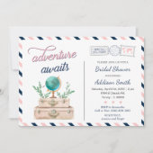 Invitation Adventure Await Travel Briadl Douche Marine Rose (Devant)