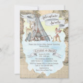 Invitation Adventure Await Travel Map Baby shower garçon (Devant)