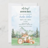 Invitation Adventure Await Woodland Baby shower animal (Devant)