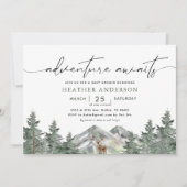 Invitation Adventure Await Woodland Boy Baby shower (Devant)