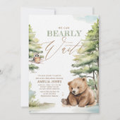 Invitation Adventure Await Woodland Teddy Bear Baby shower (Devant)