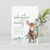 Invitation Adventure Await Woodland Theme Baby shower (Debout devant)