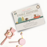 Adventure Await Woodland Twin Girls Baby shower