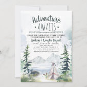 Invitation Adventure Await Woodsy Mountains Baby shower (Devant)