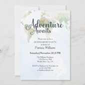 Invitation Adventure Await World Map Parti de retraite (Devant)