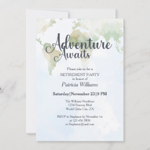 Invitation Adventure Await World Map Parti de retraite