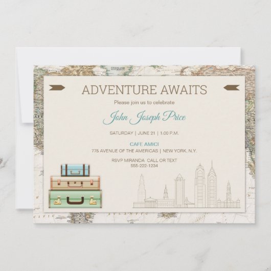 Invitation Adventure Await World Travel Map Moderne (Devant)