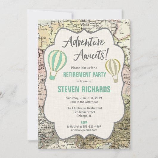 Invitation Adventure Awaite la fête mondiale de la retraite d (Devant)