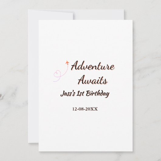 Invitation Adventure awaits 1st birthday name date planeretro (Devant)