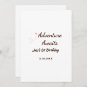 Invitation Adventure awaits 1st birthday name date planeretro (Devant / Derrière)