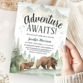 Invitation Adventure Awaits Bear Forest Woodland Baby Shower