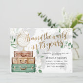 Invitation Adventure awaits BIRTHDAY, 75TH, Travel theme (Debout devant)