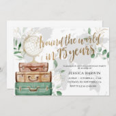 Invitation Adventure awaits BIRTHDAY, 75TH, Travel theme (Devant / Derrière)