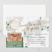Invitation Adventure awaits BIRTHDAY, 90TH, Travel theme  (Devant / Derrière)