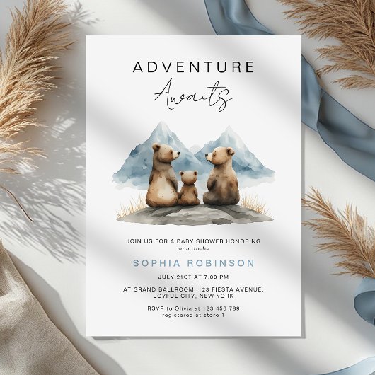 Invitation Adventure Awaits Brown Bears Safari Baby Shower