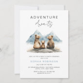 Invitation Adventure Awaits Brown Bears Safari Baby Shower (Devant)