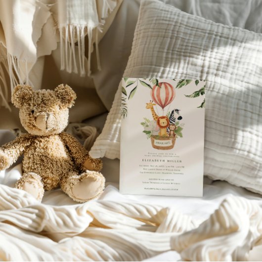 Invitation Adventure Awaits | Cute Safari Animals Baby Shower