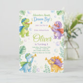 Invitation Adventure Awaits Dream Big Dinosaur Birthday (Debout devant)