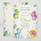 Invitation Adventure Awaits Dream Big Dinosaur Birthday (Devant / Derrière)