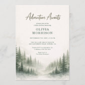 Invitation Adventure Awaits Forest Animals Baby Shower (Devant)