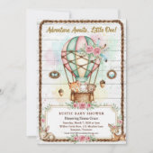 Invitation Adventure Awaits Hot Air Balloon Baby Shower (Devant)