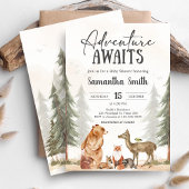 Invitation Adventure Awaits Woodland Baby Shower