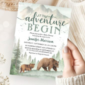 Invitation Adventure Begin Baby Shower Bear Woodland Forest