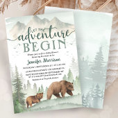Invitation Adventure Begin Baby Shower Bear Woodland Forest