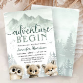 Invitation Adventure Begin Baby Shower Woodland Mountain