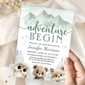 Invitation Adventure Begin Baby Shower Woodland Mountain