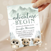 Invitation Adventure Begin Baby Shower Woodland Mountain