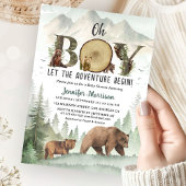 Invitation Adventure Begin Bear Boy Baby Shower Woodland 